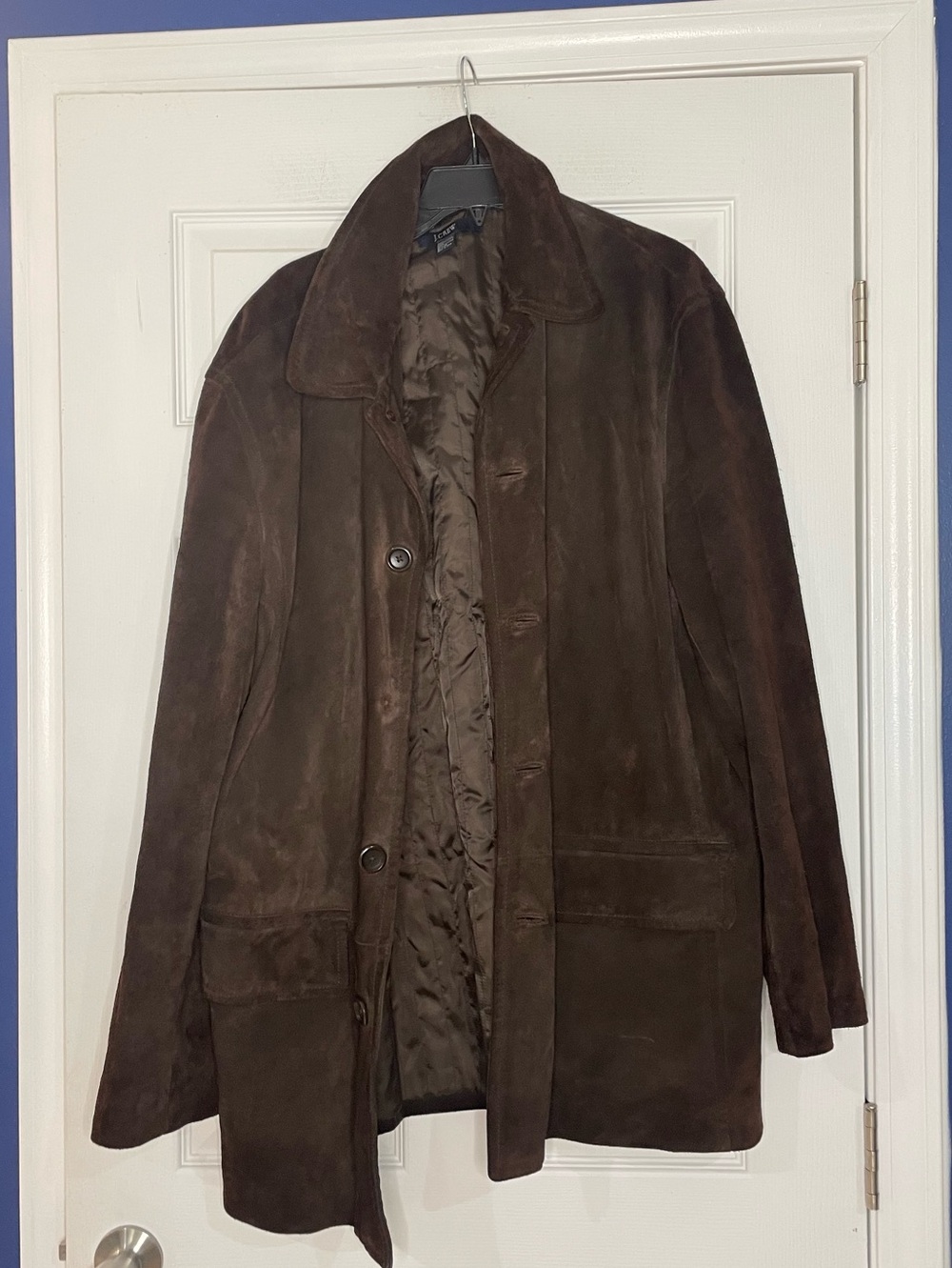 J.Crew vintage dark brown suede leather car coat - XL